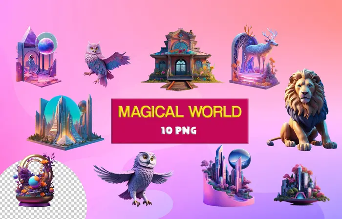 Best magical world 3D model elements pack image